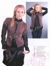 Сиреневый жакет с черной отделкой