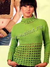 Зеленый кружевной пуловер