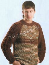 Пуловер реглан с косами