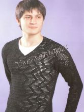 Черный ажурный пуловер