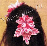 Канзаши - украшение - Роза в волосах