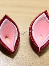 Двойной острый лепесток канзаши с дырочкой, фото