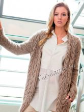 Бежевый кардиган с узором из кос, фото