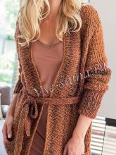 Красно-коричневый кардиган с широкими планками, фото