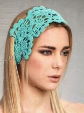 Ажурная повязка на голову бирюзового цвета, фото