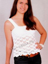 Белая майка на бретелях крючком, фото