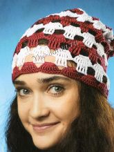 Бело-бордовая шапочка, фото