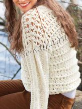 Белый пуловер крупной вязки, фото