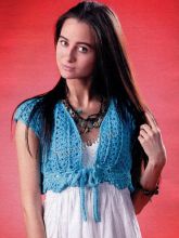 Бирюзовое болеро с ажурной каймой, фото