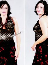 Черный топ с красной обвязкой, фото