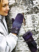 Фиолетовые варежки с пуговицами, фото