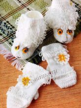 Комплект "Белые овечки": Варежки и носочки, фото