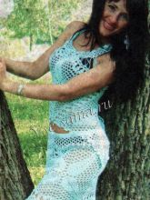 Костюм крючком "Бирюза" - топ и юбка, фото