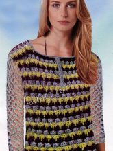 Легкий пуловер с сетчатыми рукавами, фото