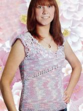 Меланжевый топ с кружевной кокеткой, фото