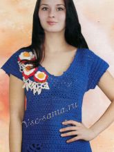 Синий топ с декором, фото