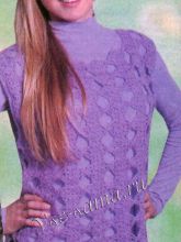 Сиреневый жилет крючком, фото