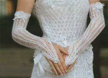 Свадебные перчатки крючком. фото