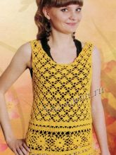 Желтая туника из ажурных узоров, фото