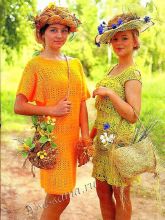 Желтое и салатовое платье, общее фото