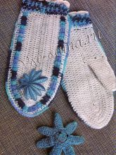 Белые варежки, связанные крючком