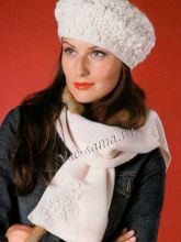 Белый комплект крючком с цветочками