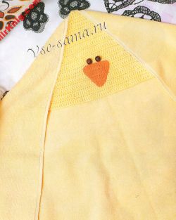Декорирование детского полотенца капюшон-утенок