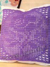 Филейное вязание панно на подушку - роза