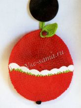 Карман для мелочей крючком - Красное яблочко