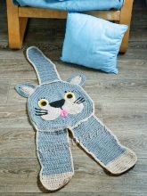 Коврик крючком Серый кот