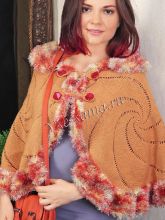 Накидка цвета персика с пушистой отделкой, фото