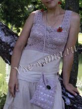 Платье с вязаным крючком лифом и сумочка