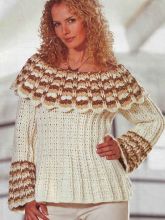 Пуловер с широким воротником