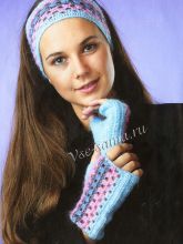 Разноцветная повязка и митенки, фото