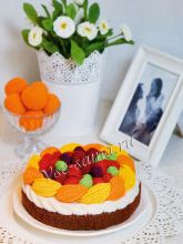 Торт фруктовый десерт и мандарины крючком