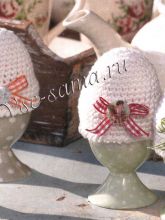 Вязаные крючком грелки с бантиками для яиц