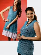 Вяжем бирюзовую тунику крючком