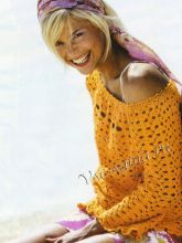 Ажурный джемпер с широким вырезом горловины, фото