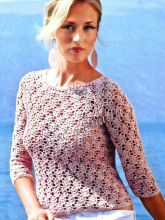 Ажурный розовый пуловер-реглан