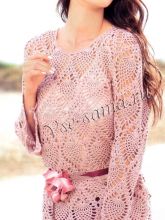 Ажурный серо-розовый пуловер