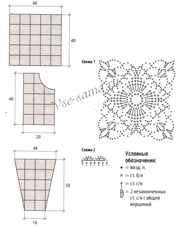 Схема и выкройка для вязания белого болеро