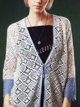 Белый ажурный жакет крючком