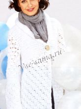 Белый жакет крючком