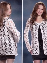 Белый кардиган крючком, фото