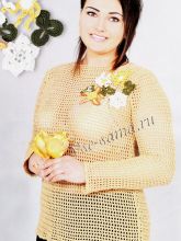 Бежевый пуловер крючком, фото