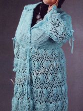 Бирюзовое пальто крючком