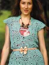 Бирюзовый топ из мотивов крючком