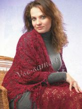 Бордовая шаль крючком