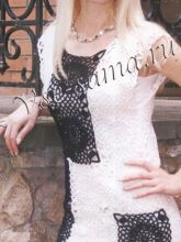 Черно-белая туника крючком из круговых мотивов