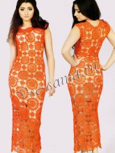 Коралловое платье крючком, фото